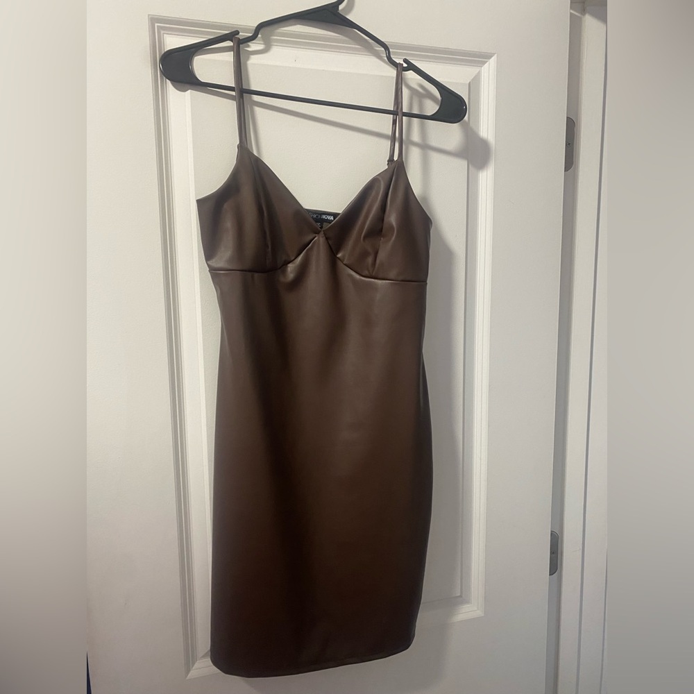 Brown Faux Leather dress